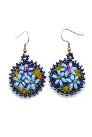 Embroidered Flower Earrings